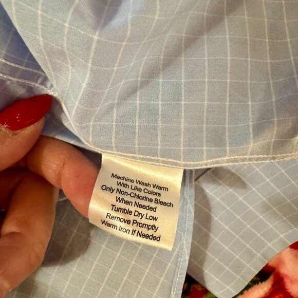 Jos. A. Bank Traveler Tailored Fit Blue Check Dress Shirt Men’s 15-33 Cotton - Picture 3 of 15